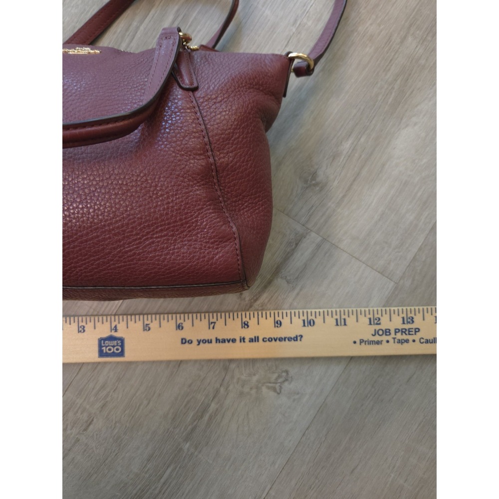 Coach Mini Kelsey Satchel Purse Small Burgundy Pebbled Leather Bag - Picture 4 of 16
